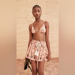 Ulla Johnson Pink Floral High Waist Drawstring Bijou Primrose Shorts SZ Small